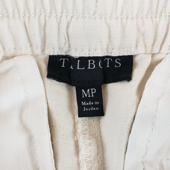 Talbots Petite Medium Easy Slim Crop Pants Pockets Cobblestone Ecru, Like New - Picture 6 of 11